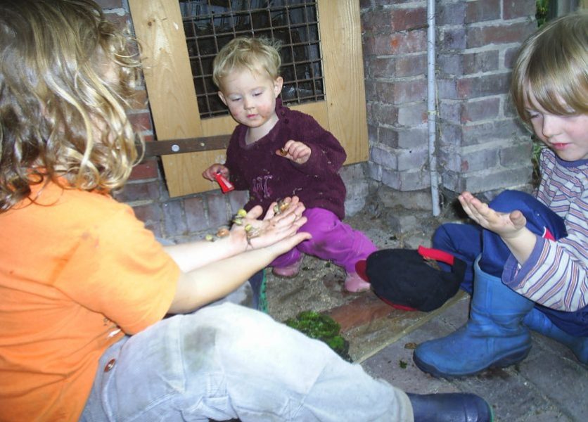 Foto - Kinder spieen mit Schnecken